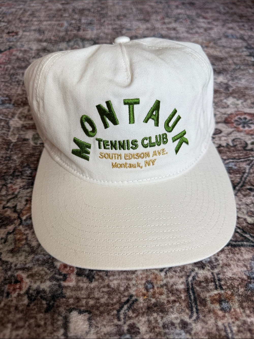 Coney Island Picnic Montauk Tennis Club White Hat with Green Embroidery NWOT